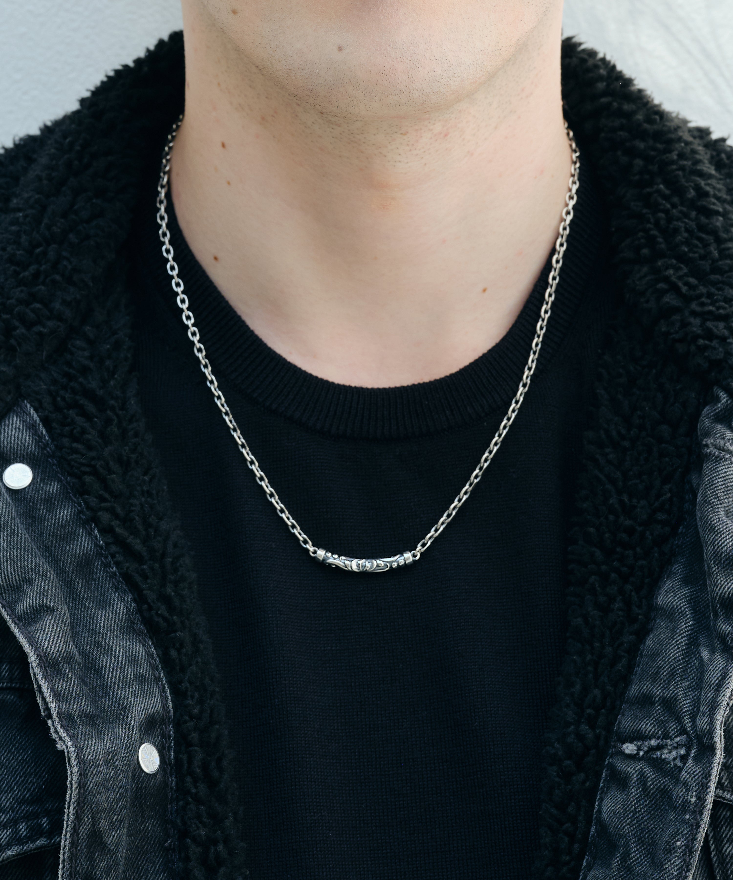 チェーンネックレス ロバストアラベスクモチーフ sv925 ブラック