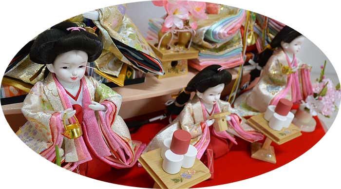 プリンセスひな人形 極上西陣織 グラデーションピンク 六角雛五人飾り