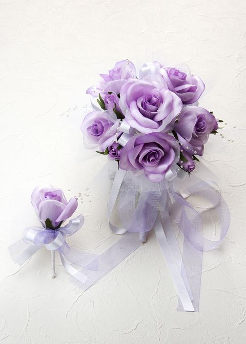 アートフラワーウェディングブーケ】プチフルールブーケ（パープル
