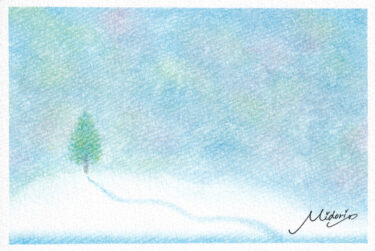 3色パステルアート『雪道』|Hayanagi Art