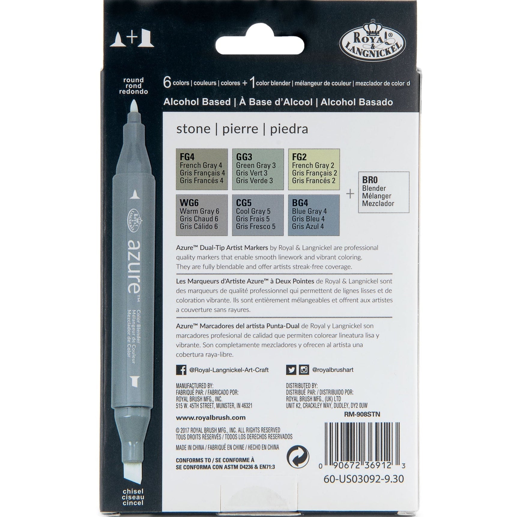 RM-908STN | Azure™ 7pc Stone Color Marker Set – Royal & Langnickel
