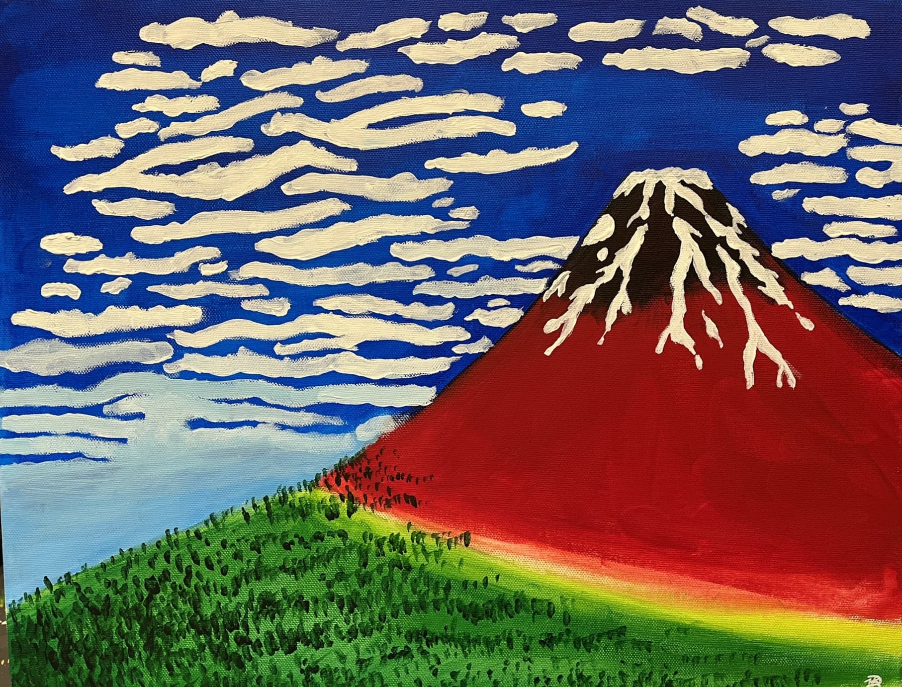 アトリエ富士吉田からの赤富士山がんどうあつし作20枚限定デジタル