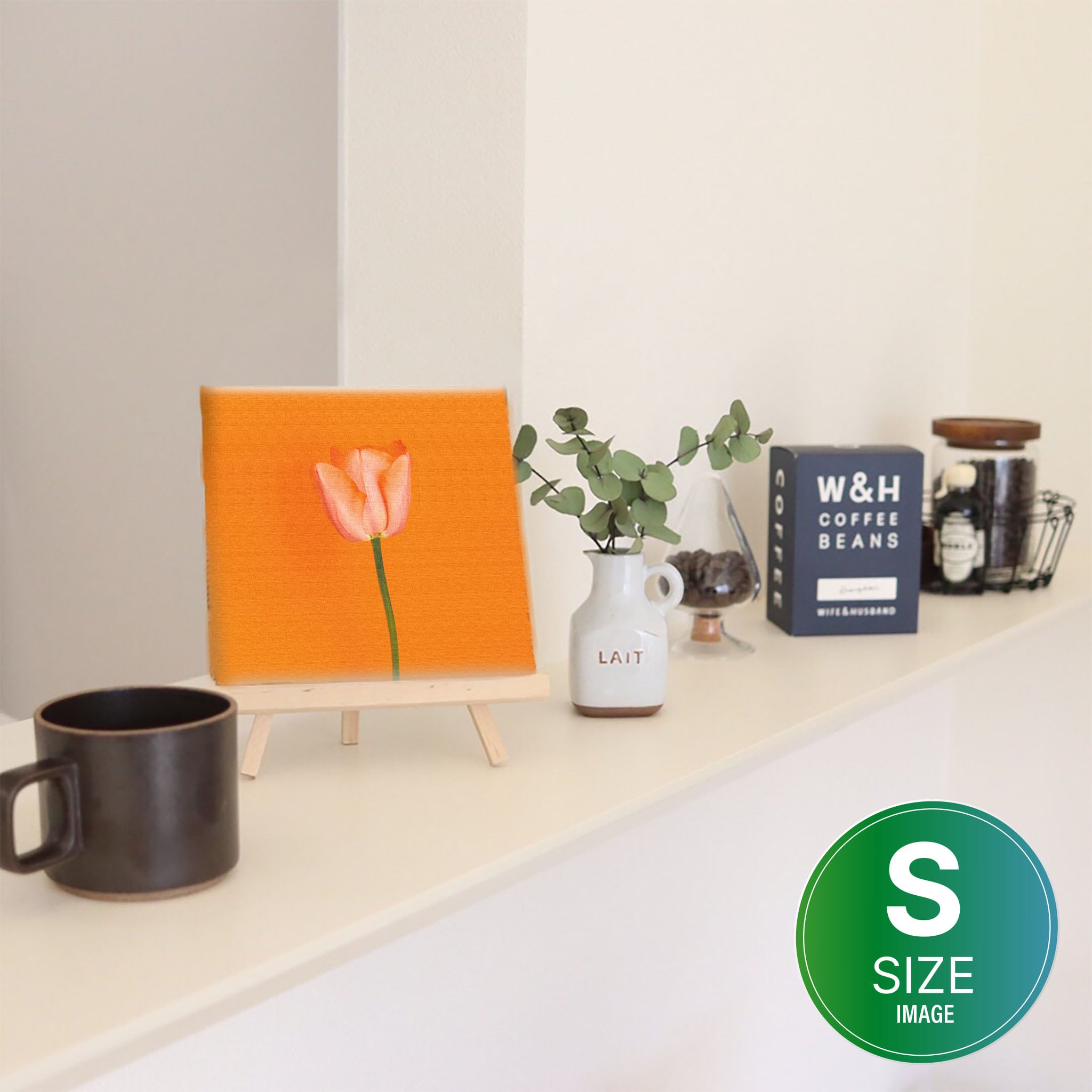 花のアートパネル インテリア雑貨 アートパネル キャンバス オレンジ