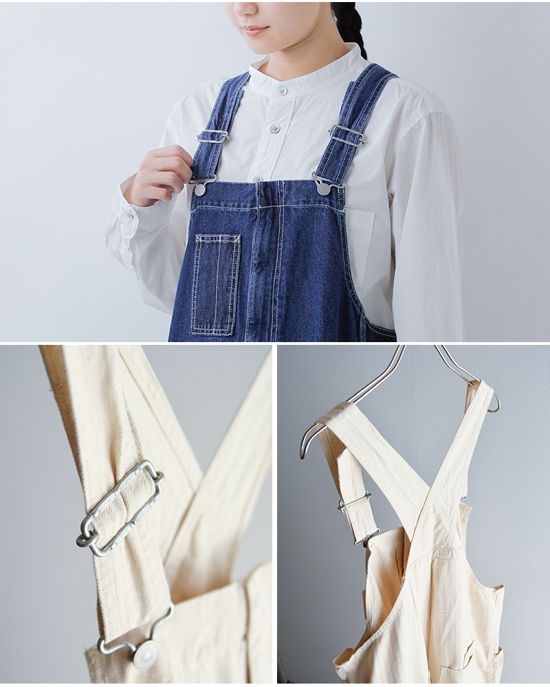 tumugu ツムグ キナリヘリンボーンオックス/デニム サロペット tb25328