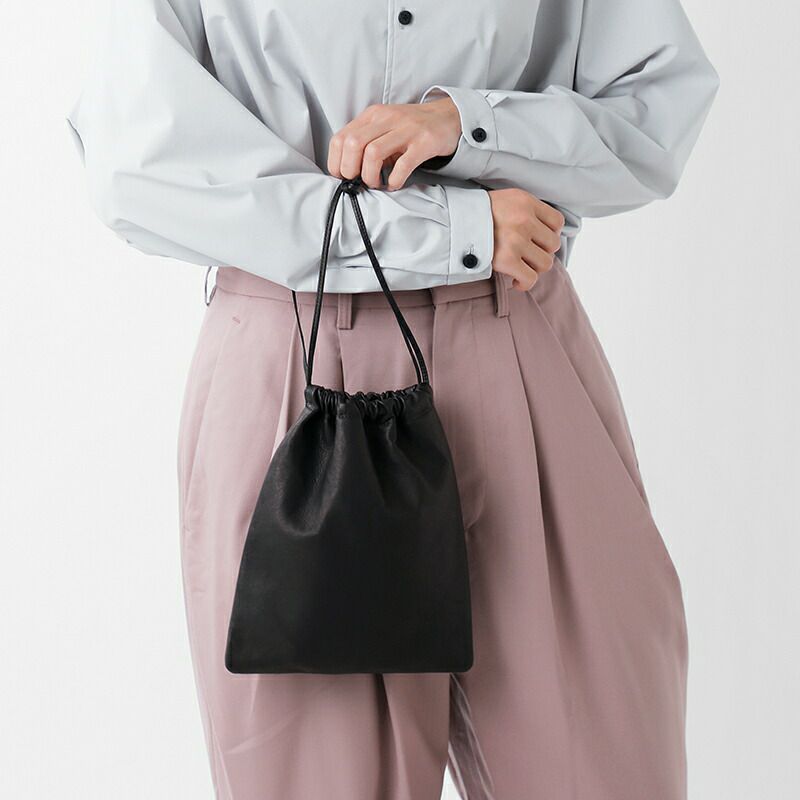 Aeta アエタ ダブルフェイス ディア レザー ドローストリング 巾着型