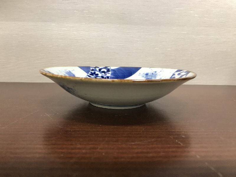 染付輪繋ぎ6寸皿[有田焼 福泉窯]