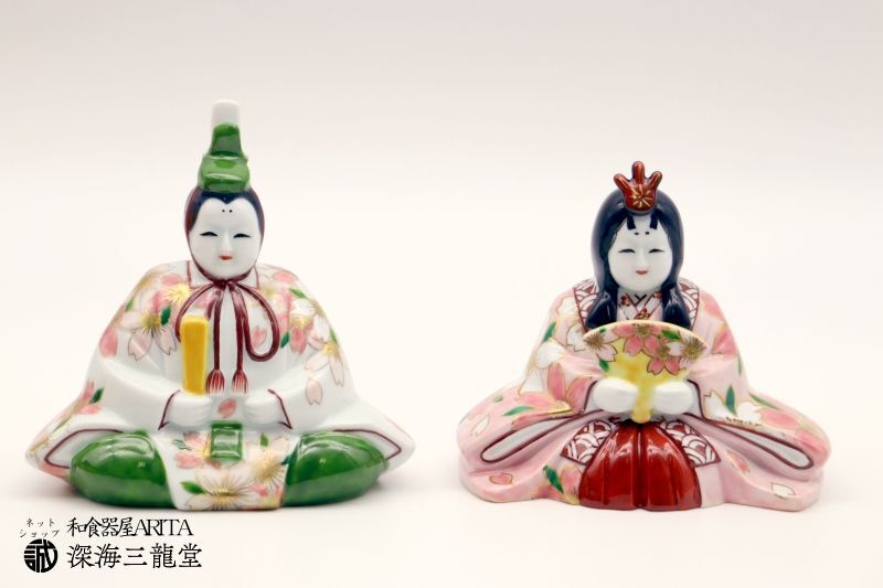 有田焼】 錦桜絵 雛人形 ぼんぼり付 - 和食器屋 ARITA