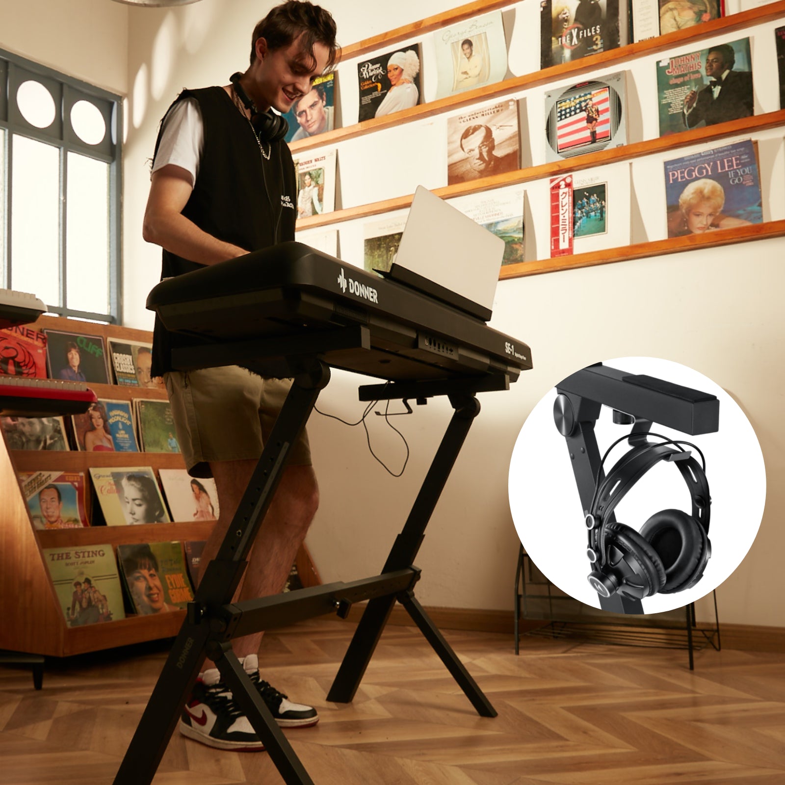 DKS-100 / Folding Z-Style Adjustable Keyboard Stand for Stage – Donner