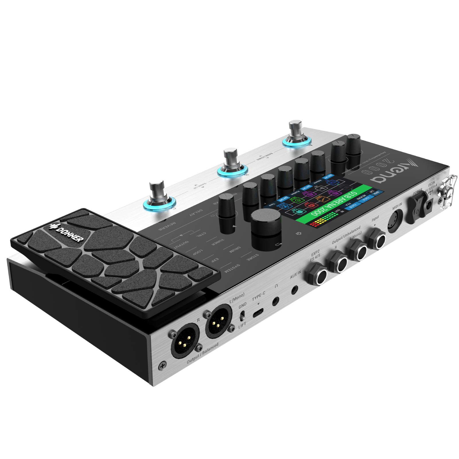 Arena 2000 Multi-Effect Guitar Pedal AMP Modeling Processor Donner