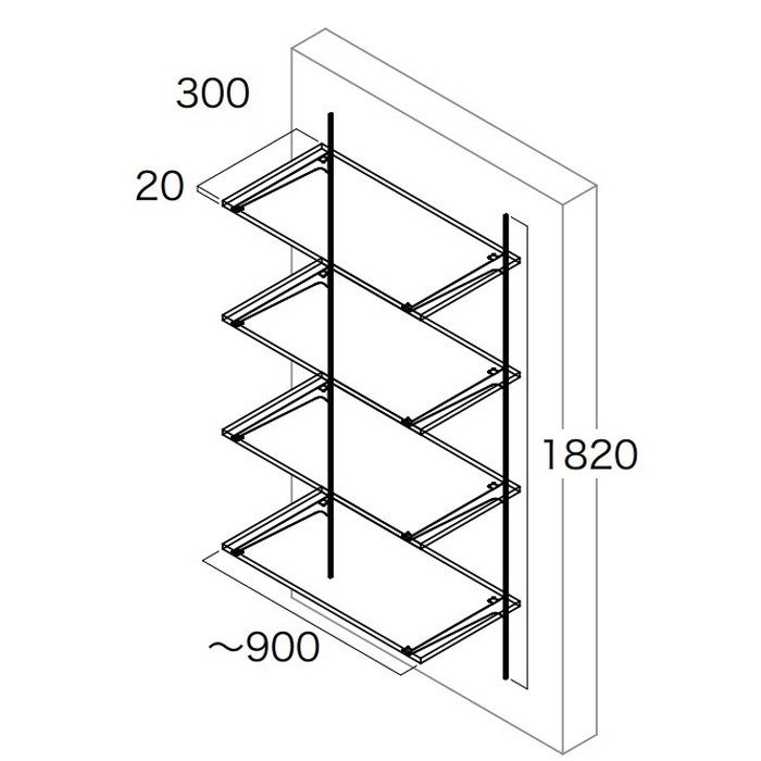 JTCKTB4D3-W-LW-A 可動棚板セットBタイプ 4段D300 シェルホワイト 南海