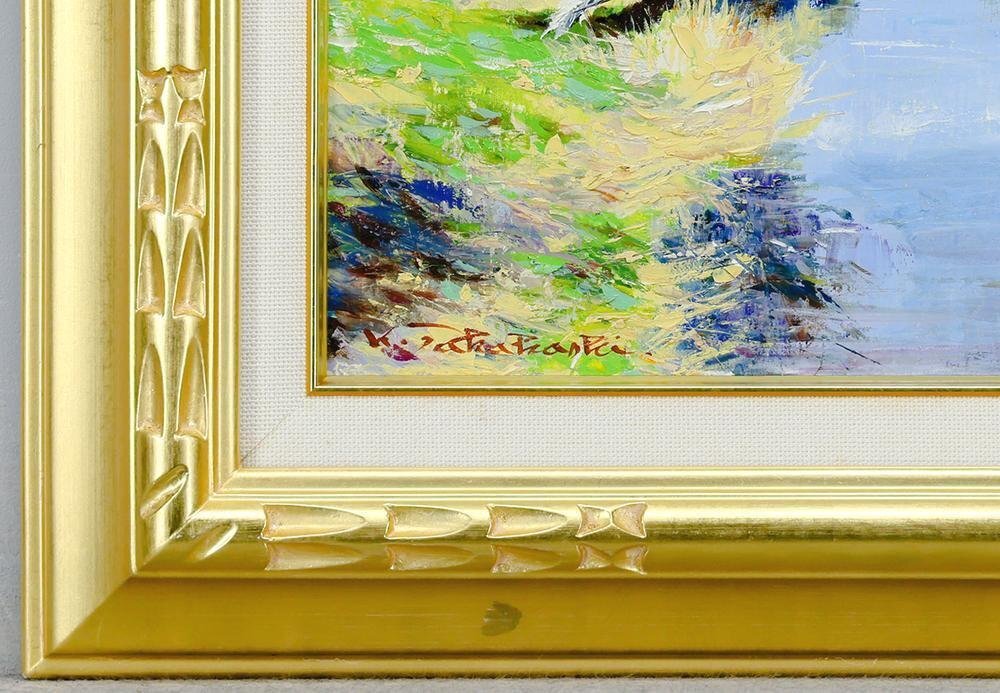 真作】【WISH】高橋一善「安曇野の清流」油彩 6号 山河風景 〇大調和会