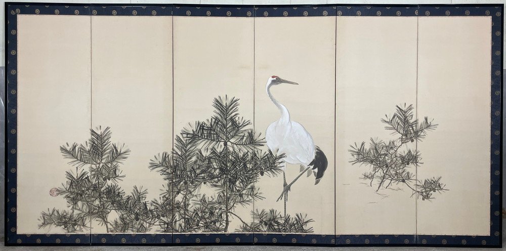 真作】岸連山/群鶴図/鶴図/掛軸/名家伝来/AD-114