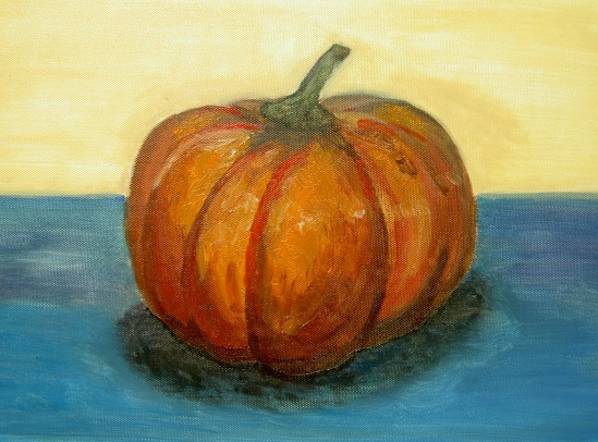 新人H田さんの堂々たるカボチャ油彩！