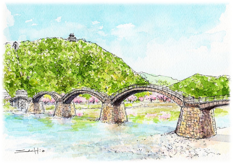 田中佐知男 橋の水彩画
