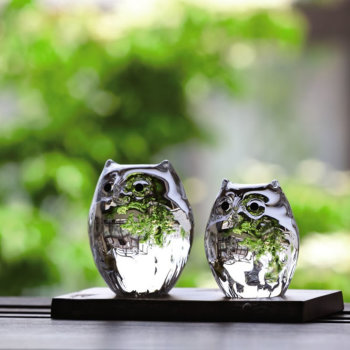 津軽びいどろ 親子ふくろう ｜ ガラスアート ギフト アトリエピジョン