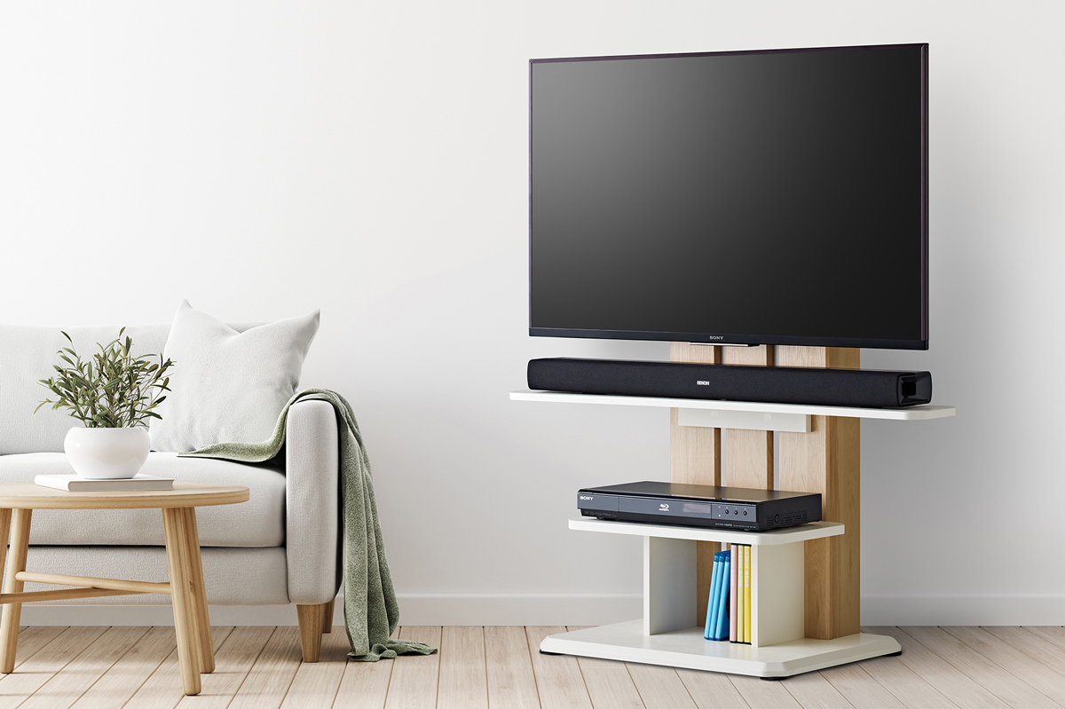 移動しやすいキャスター付き壁寄せTVスタンド。約2.7万円から - AV Watch