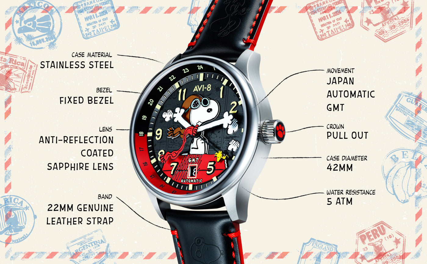 Kent GMT Automatic Peanuts Snoopy Flying Ace Limited Edition AV