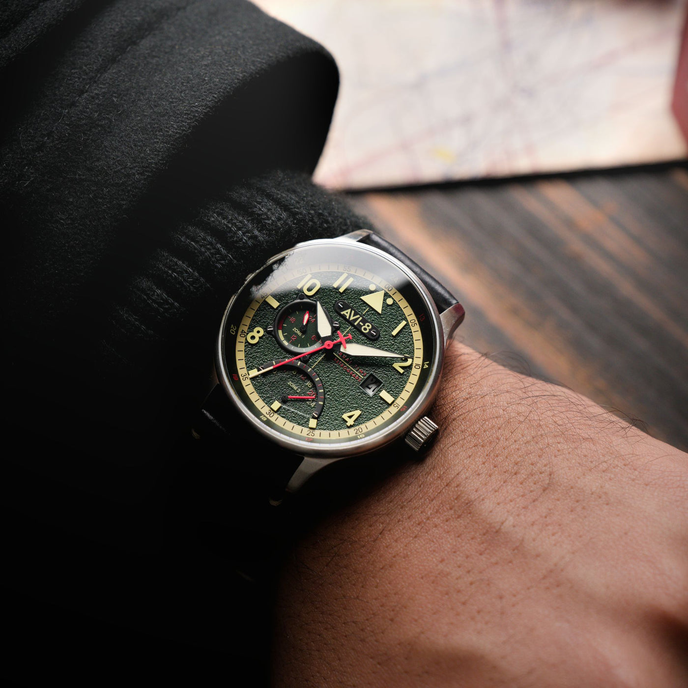 Gothic Green | Hawker Hurricane Mckellar Dual Time – AVI-8 Timepieces