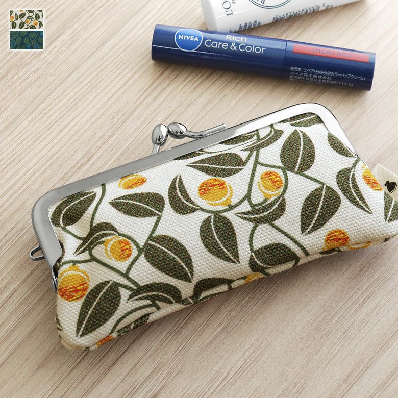 在庫商品】鏡付きがま口リップケース【帆布・がまの実】 [M便 1/4