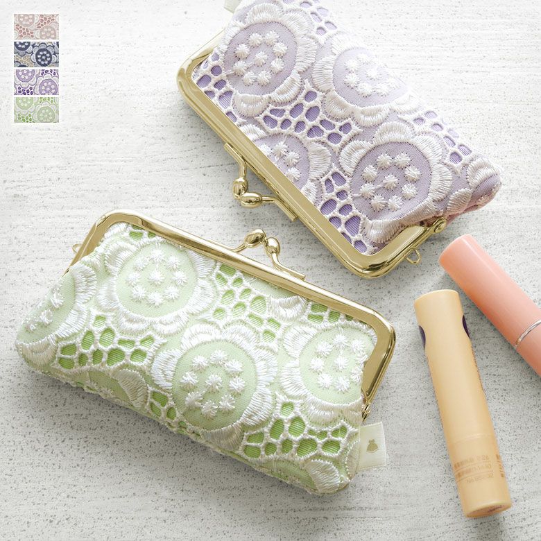 在庫商品】鏡付きがま口リップケース【ポリッシュレース】 [M便 1/4