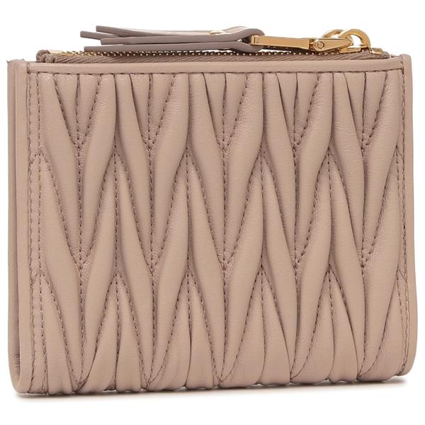 ミュウミュウ 二つ折り財布 マテラッセ ピンク ゴールド レディース