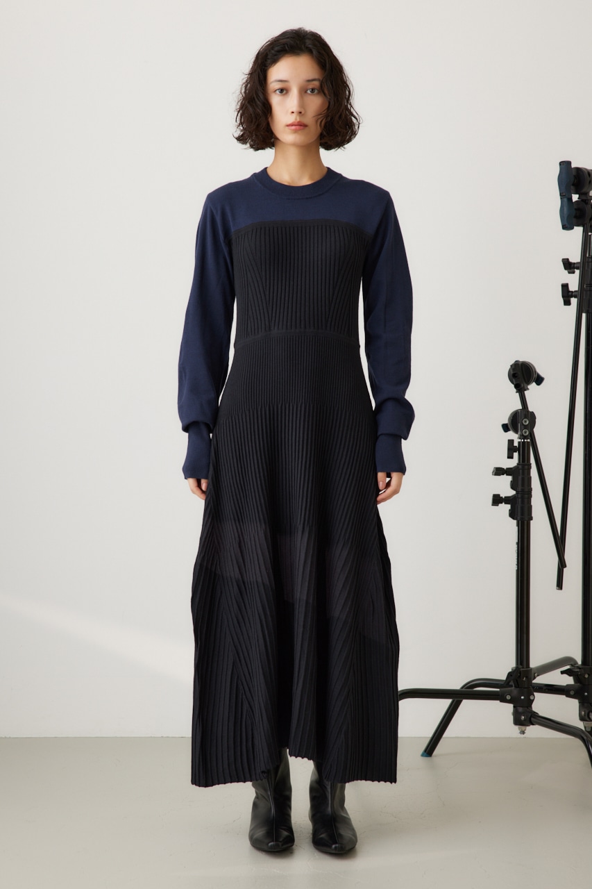 crie conforto】バイカラービスチェドッキングニットワンピ｜WOMEN