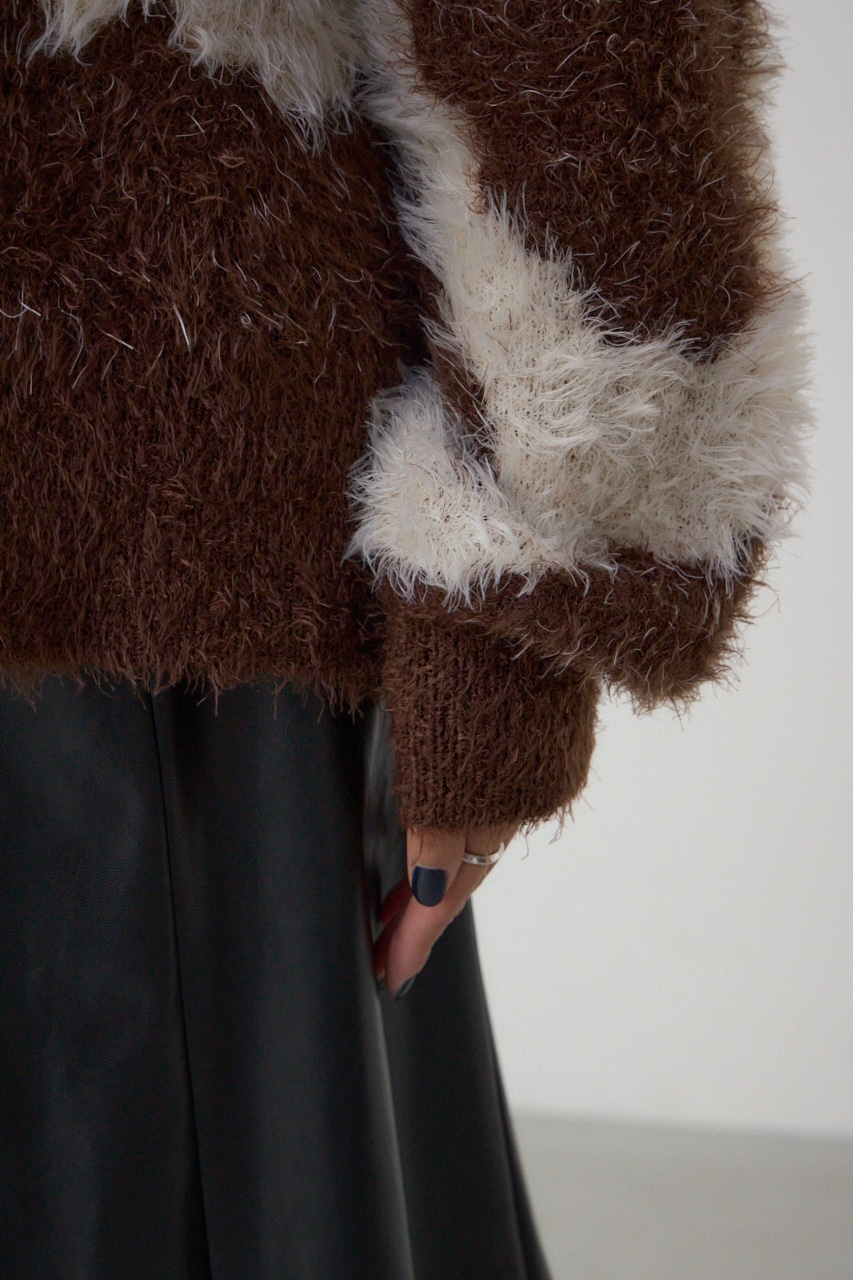 ニュアンスカウ柄Vネックニットトップス｜WOMEN｜250JSB70-1131｜AZUL