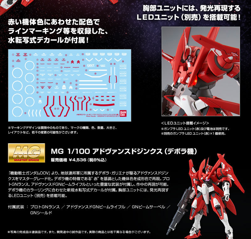 MG 1/100 アドヴァンスドジンクス(デボラ機)｜プレミアムバンダイ