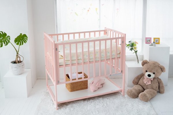 ハイタイプベッド ツーオープン【ラベンダー】収納棚付 | ベビーベッド