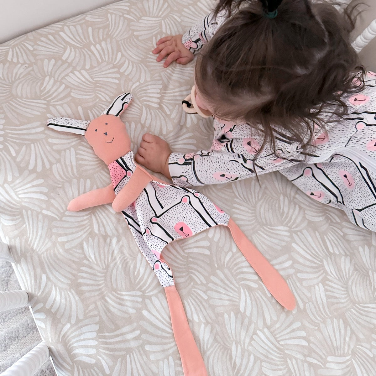 Bunny Hugs Baby Lovey Soother - Peach Pink - BABY LOVES SLEEP co