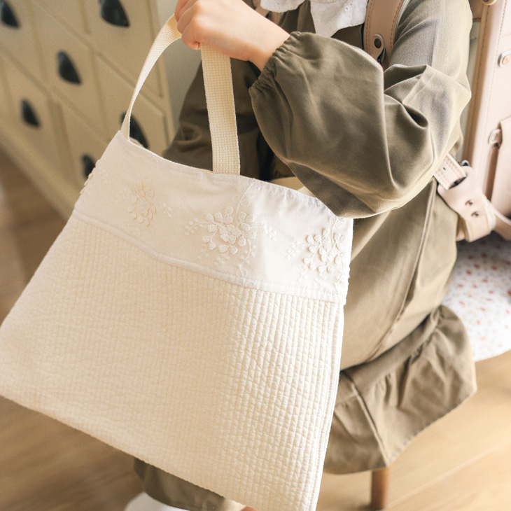 名入れ】レッスンバッグ 2color フラワーエンブロイダリー