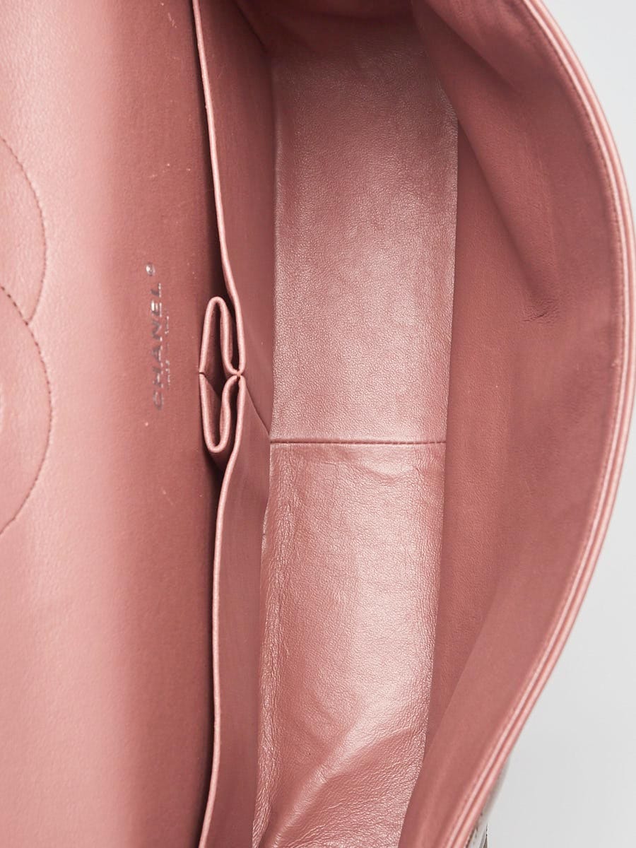 Chanel Bronze Striated Quilted Patent Leather Classic Maxi Double