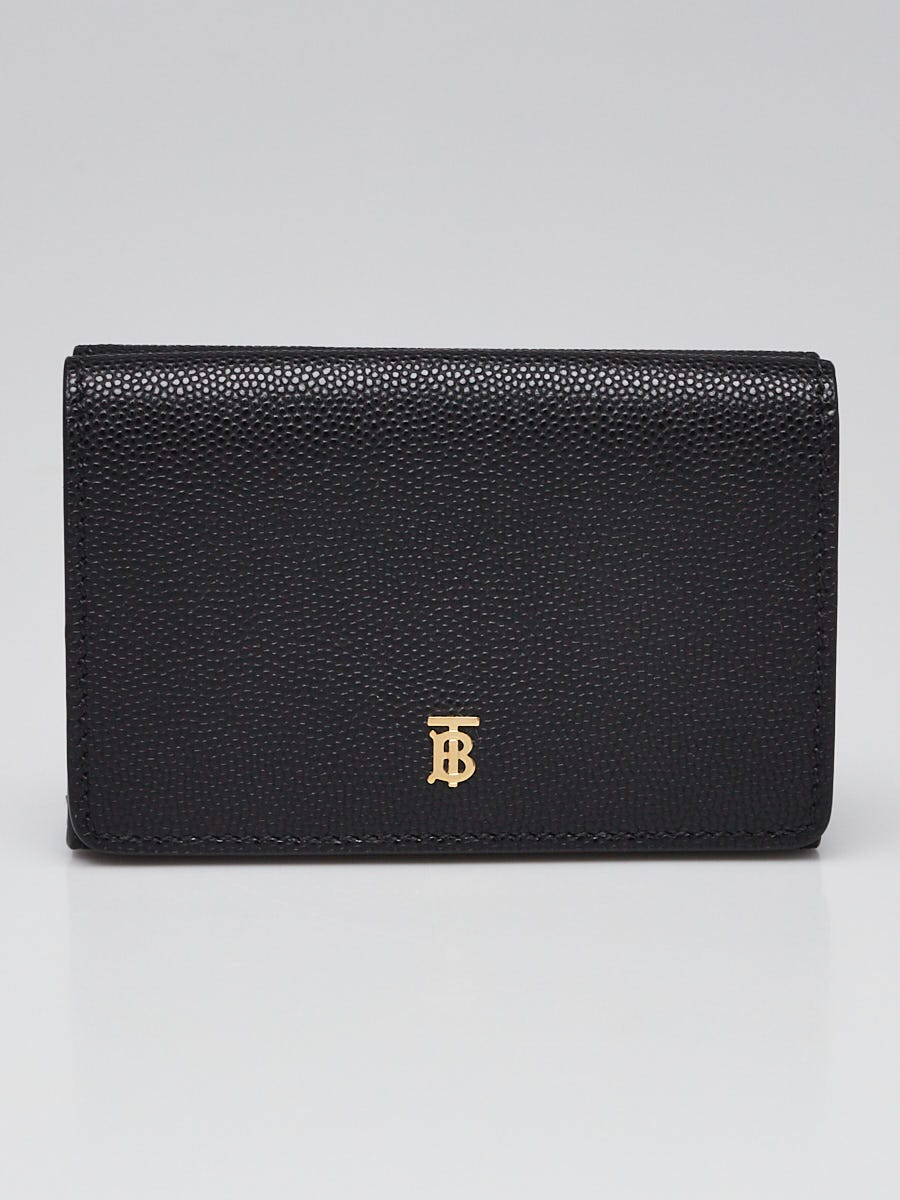 Burberry Black Grained Leather TB Compact Lark Wallet | Yoogi's Closet