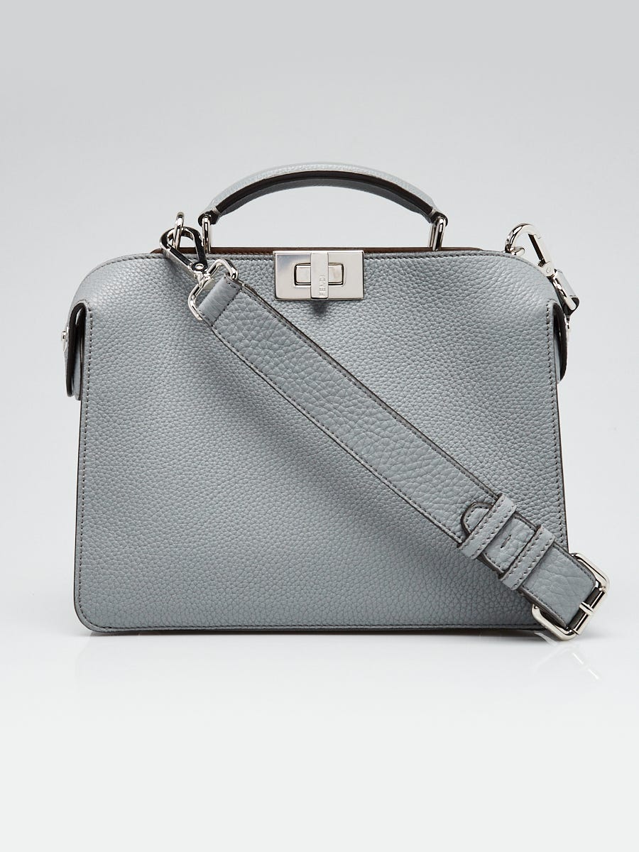 Fendi Grey Calf Leather Peekaboo ISEEU Mini Satchel Bag - 7VA530