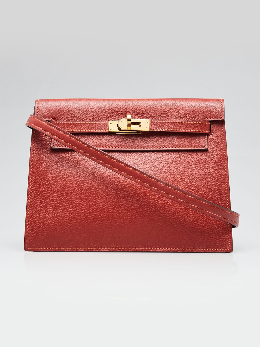 Hermes Brique Evercolor Leather Gold Plated Kelly Danse Bag