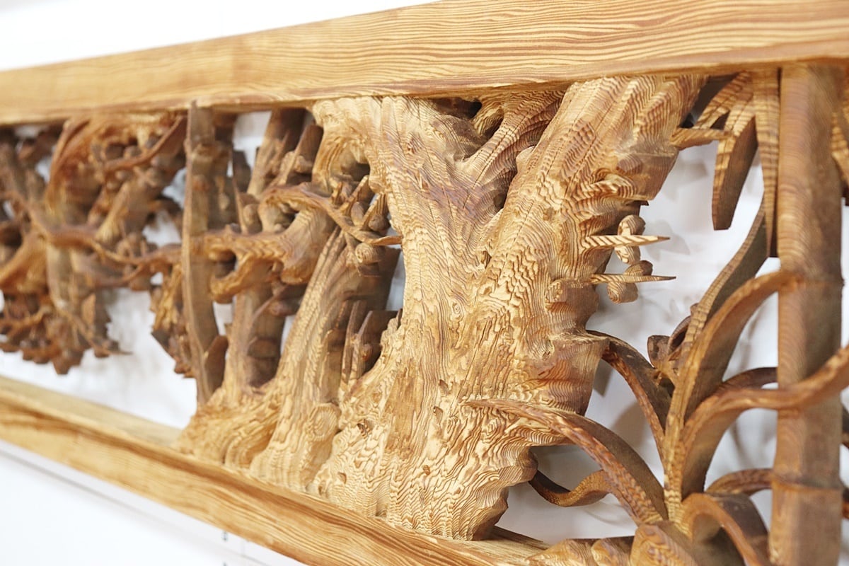 彫刻欄間【四君子】屋久杉 | アウトレットらんま