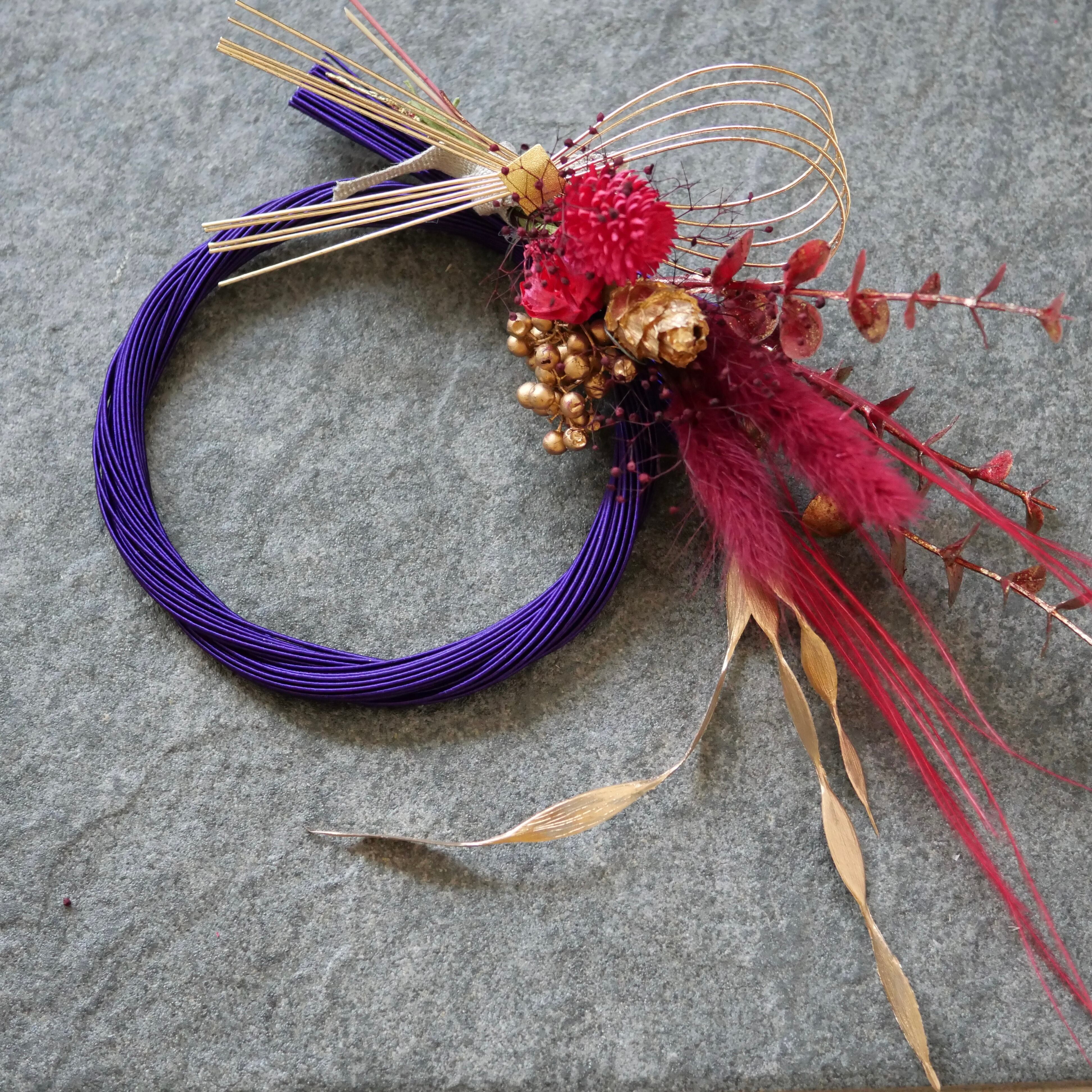 ミニサイズ お正月水引のお飾り お花部分取り外し可 2way ドライ