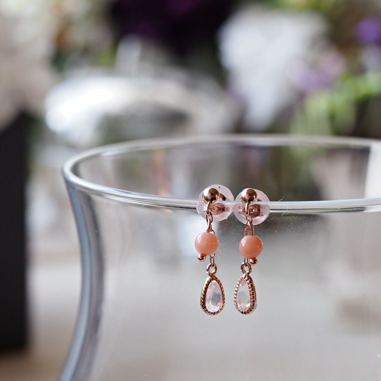 ピンク珊瑚/K10ピンクゴールド/ピアス | ChocoRal Jewelry