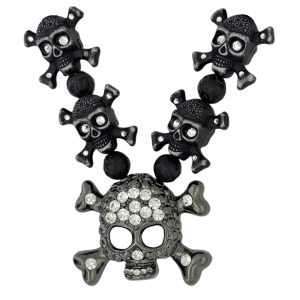 Skull N Crossbones Pirate Necklace - Black - B.B. Simon®