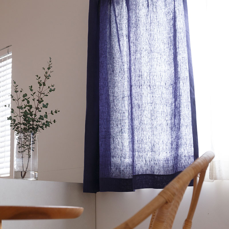 気軽に楽しめる既成サイズのリネンカーテン [ネイビー] リネン100