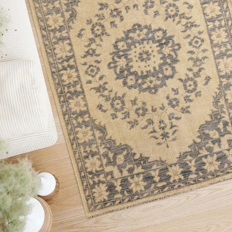 ヴィンテージ風ラグ【試作品】 ウール100％絨毯 [DP02df] ベージュ