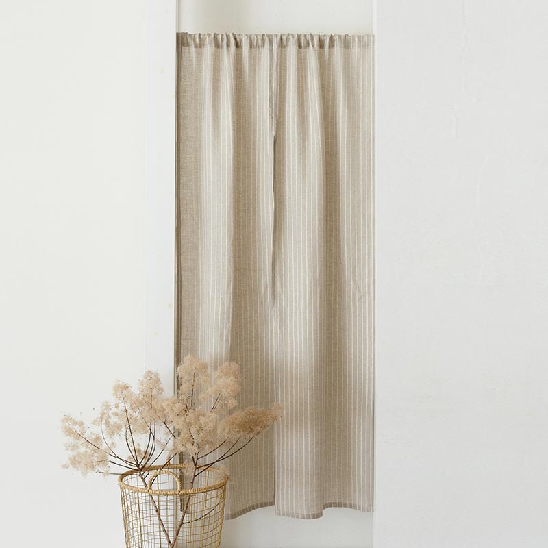 暖簾 リネン（麻）100% 薄手のれん / ストライプナチュラル / LN3011