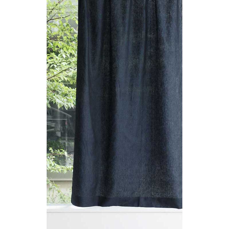 光沢のある既成サイズリネンカーテン [ネイビー Chintz] リネン100