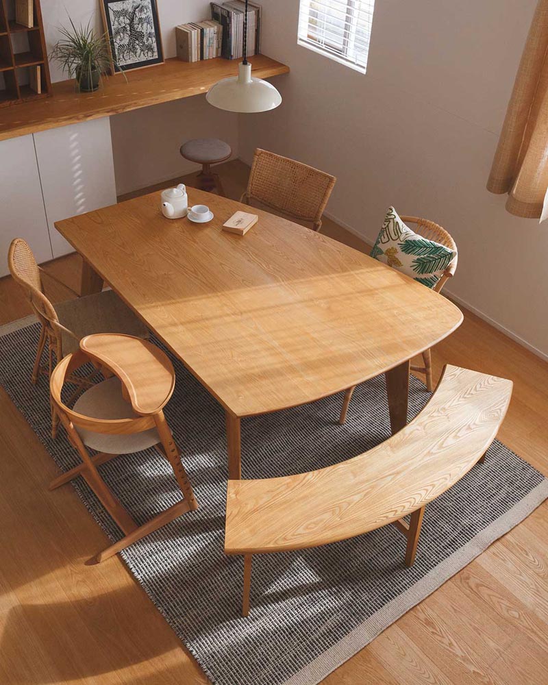 天然木の変形ダイニングテーブル ウォールナット/オーク/タモ | ボー