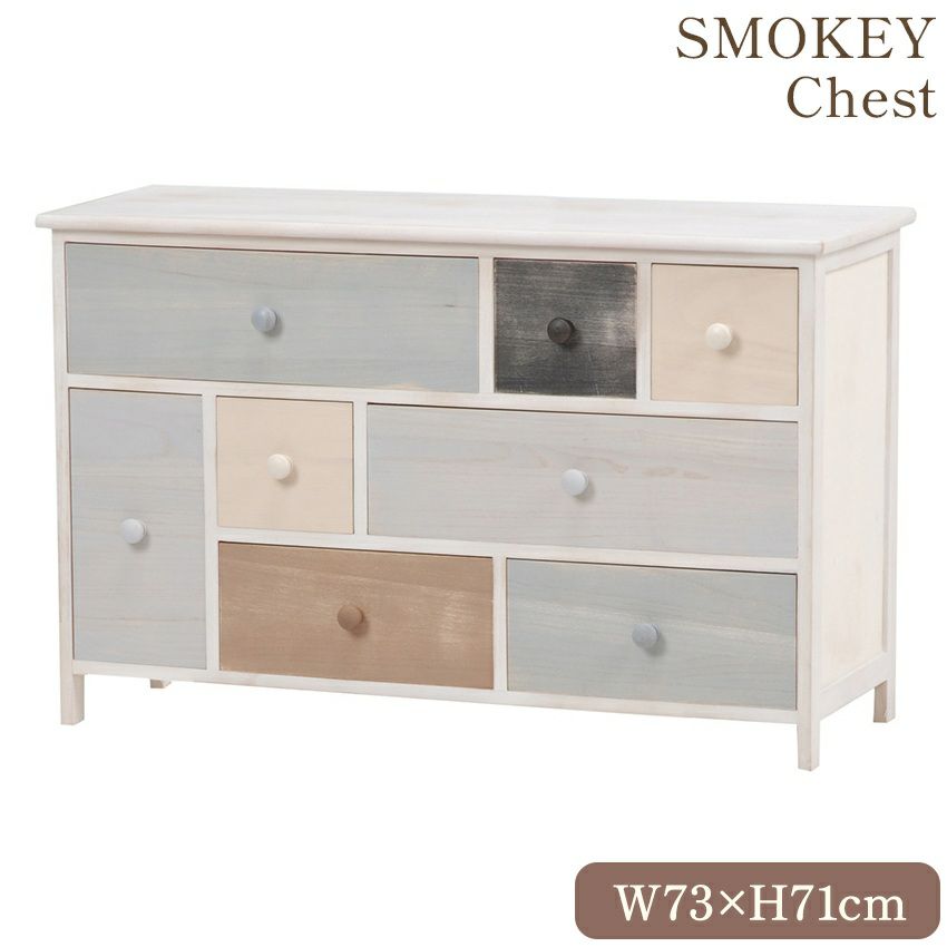 フレンチ シャビー ワイドチェスト ナチュラルアンティークホワイト