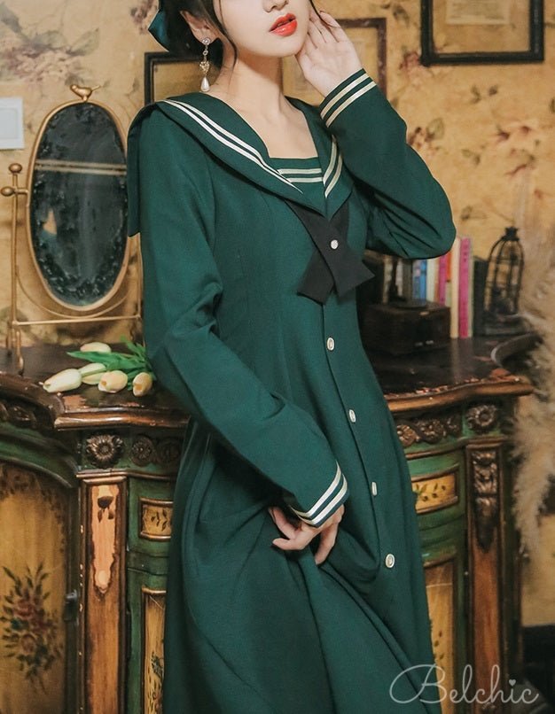クロスリボンタックセーラーワンピース – Belchic
