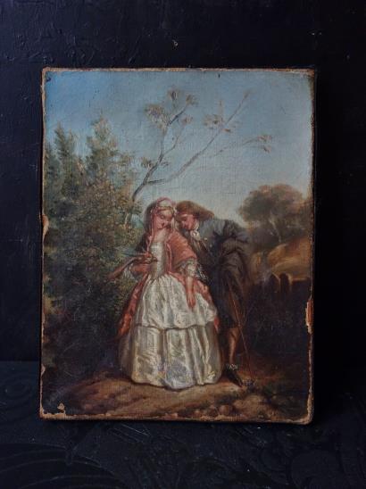 西洋アンティーク フランス ロココ様式 絵画 恋人たち