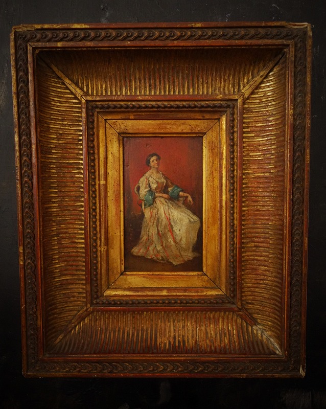 西洋アンティーク フランス19世紀絵画 エコールド・フランセーズ 婦人