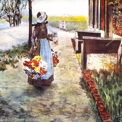 DUTCH FLOWER GIRL Art Lithograph Print 1920s – BestLittleHoardHouse