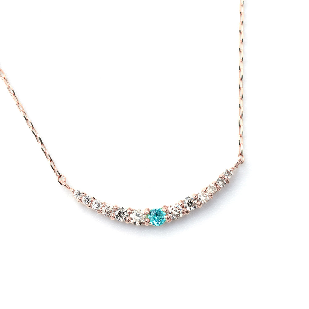 パライバトルマリン スマイルネックレス レディース K10 10金